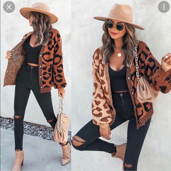 Aurelia Two-Toned Button Front Leopard Cardigan | Vici Collection - Picture 3 of 3